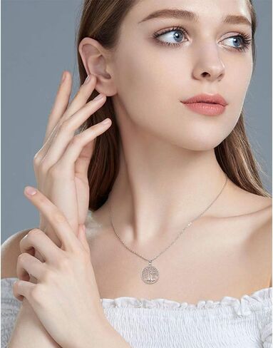 Odinstone Tree of Life Necklace, Sterling Silver Pendant for Women Family Tree Necklaces Jewelry for Mom/Wife/Grandma(With Fine Gift Box) in Kuwait