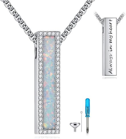 Urn Necklaces for Ashes Sterling Silver 3D Vertical Bar Memorial Pendant for Loved Ones Keepsake Cremation Jewelry Gifts for Women Men in Saudi Arabia