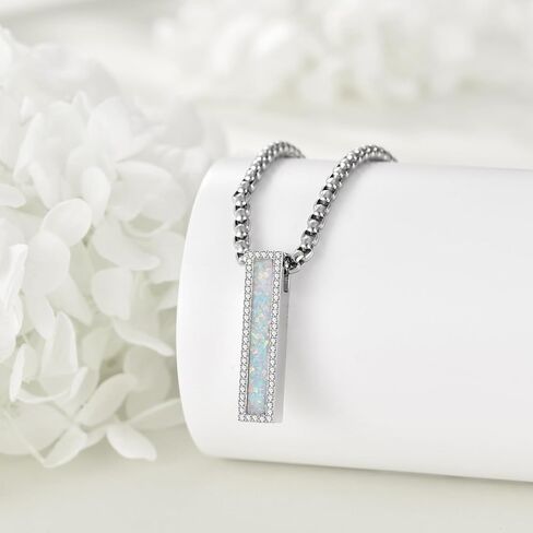 Urn Necklaces for Ashes Sterling Silver 3D Vertical Bar Memorial Pendant for Loved Ones Keepsake Cremation Jewelry Gifts for Women Men in Saudi Arabia