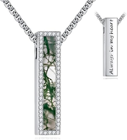 Urn Necklaces for Ashes Sterling Silver 3D Vertical Bar Memorial Pendant for Loved Ones Keepsake Cremation Jewelry Gifts for Women Men in Saudi Arabia