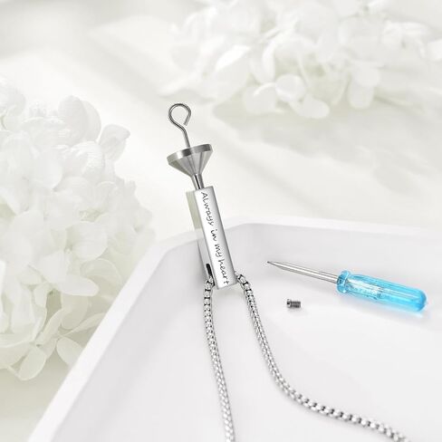 Urn Necklaces for Ashes Sterling Silver 3D Vertical Bar Memorial Pendant for Loved Ones Keepsake Cremation Jewelry Gifts for Women Men in Saudi Arabia