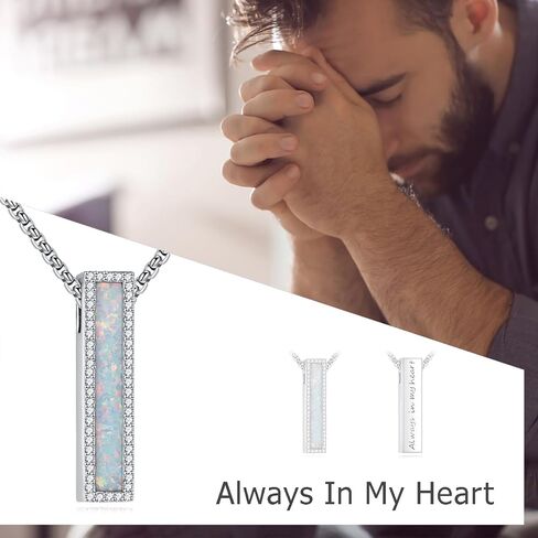 Urn Necklaces for Ashes Sterling Silver 3D Vertical Bar Memorial Pendant for Loved Ones Keepsake Cremation Jewelry Gifts for Women Men in Saudi Arabia