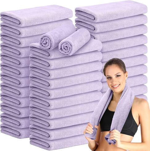 36 Pcs Microfiber Gym Towel 16 x 28 in Bleach Proof Towels Absorbent Soft Sweat Towels Quick Dry Lightweight Towel for Hand Salon Bath Spa Hotel Pool Home Hair Care, Light Grey in Saudi Arabia