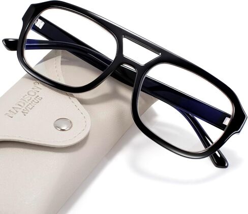 Madison Avenue Retro Aviator Blue Light Glocking Glockes for Women Men With Case ، Trendy Rectangle Computer Eyeglasses in Kuwait
