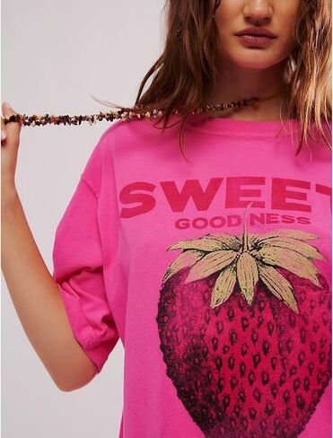 Y2k Womens Oversized Fruit Graphic Print Tees Shirts Vintage Flower Baggy Tshirt Tops Coastal Clothes Aesthetic in Saudi Arabia
