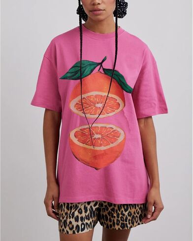 Y2k Womens Oversized Fruit Graphic Print Tees Shirts Vintage Flower Baggy Tshirt Tops Coastal Clothes Aesthetic in Saudi Arabia
