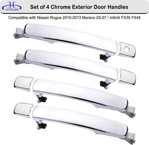 Exterior Door Handle Front Left Driver Side for Nissan Rogue 2010-2013,Nissan Murano 2003-2007,Infiniti FX35 FX45 2003-2008 - Without Smart Key - Replace# 80640-CA012 - Chrome in Kuwait