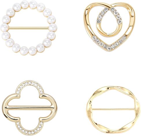 4 PCS Scarf Ring Clip T-shirt Ties Clips for Women Clothes Corner Knotted Button Fashion Metal Round Circle Shirt Clips Buckle in Saudi Arabia