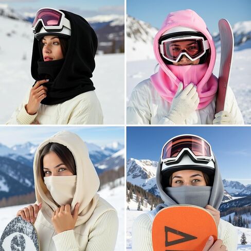 Fleece Balaclava Over Helmet - Warm Helmet Ninja Hood - Snowboard Hooded Hat Neck Gaiter Ski Mask in Kuwait