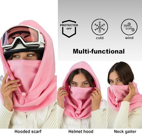 Fleece Balaclava Over Helmet - Warm Helmet Ninja Hood - Snowboard Hooded Hat Neck Gaiter Ski Mask in Kuwait