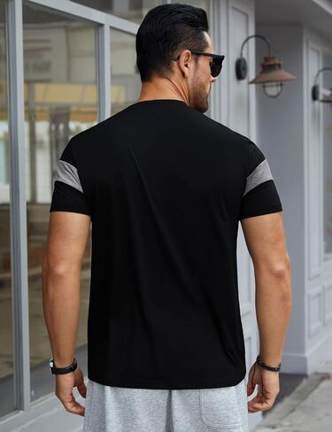 Hardaddy Men's Short Sleeve Tee Color Block Crew Neck Pullover Casual Basic Shirts in Saudi Arabia