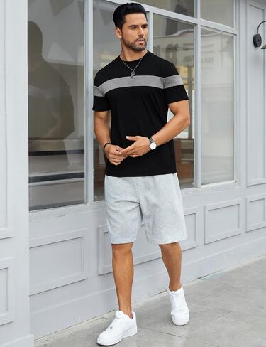 Hardaddy Men's Short Sleeve Tee Color Block Crew Neck Pullover Casual Basic Shirts in Saudi Arabia