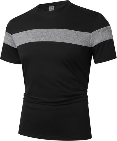 Hardaddy Men's Short Sleeve Tee Color Block Crew Neck Pullover Casual Basic Shirts in Saudi Arabia