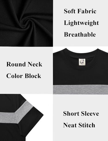 Hardaddy Men's Short Sleeve Tee Color Block Crew Neck Pullover Casual Basic Shirts in Saudi Arabia