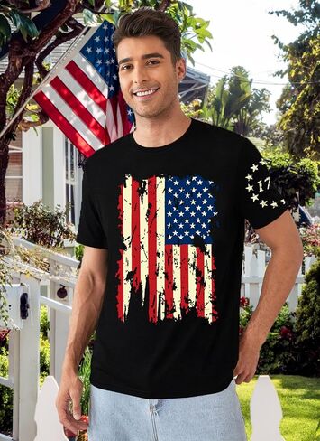 القمصان الأمريكية القمصان: 4 يوليو تي شيرت وطني تي شيرت الولايات المتحدة الأمريكية طباعة يوم الاستقلال قمم TEE TEE in Kuwait