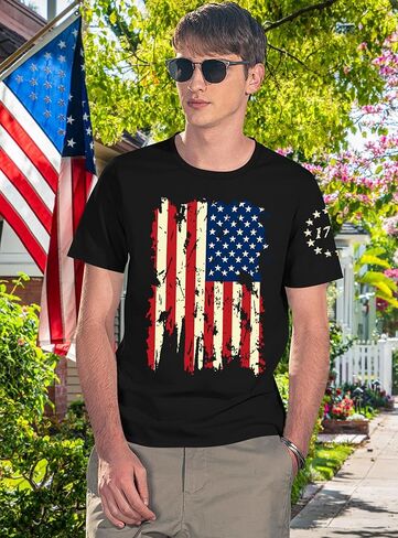 القمصان الأمريكية القمصان: 4 يوليو تي شيرت وطني تي شيرت الولايات المتحدة الأمريكية طباعة يوم الاستقلال قمم TEE TEE in Kuwait
