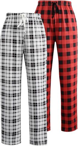 Knuffnee Women Lounge Pajama Pants Comfy Plaid Pants Wide Lounge Pajama مع جيب in Kuwait