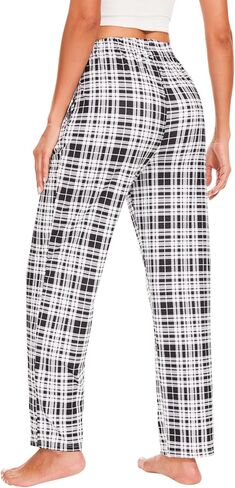 Knuffnee Women Lounge Pajama Pants Comfy Plaid Pants Wide Lounge Pajama مع جيب in Kuwait