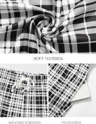Knuffnee Women Lounge Pajama Pants Comfy Plaid Pants Wide Lounge Pajama مع جيب in Kuwait