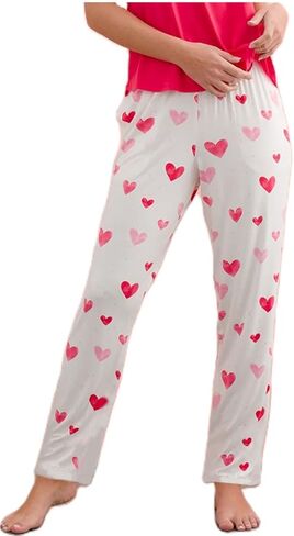 Womens Cute Print Pj Pants Holiday Lounge Pajamas Bottoms Bow Tie Elastic Waist Sleep Pajama Pants in Kuwait