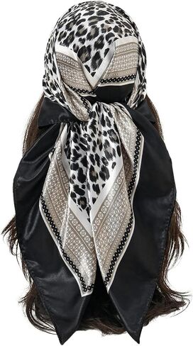 Floerns Women's Retro Silk Bandana Leopard Print Headscarf Boho Square Hair Scarf in Saudi Arabia