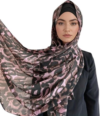 ZGMYC Fashion Leopard Print Hijab Scarf for Women Instant Jersey Hijab Head Wraps Sheer Beach Scarf Sunscreen Shawls in Saudi Arabia