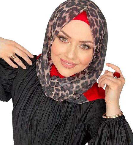 ZGMYC Fashion Leopard Print Hijab Scarf for Women Instant Jersey Hijab Head Wraps Sheer Beach Scarf Sunscreen Shawls in Saudi Arabia
