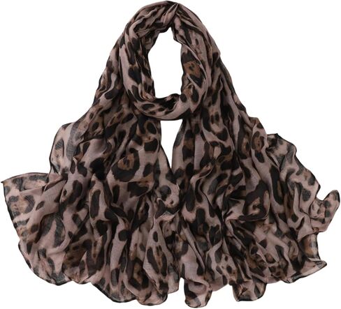 ZGMYC Fashion Leopard Print Hijab Scarf for Women Instant Jersey Hijab Head Wraps Sheer Beach Scarf Sunscreen Shawls in Saudi Arabia