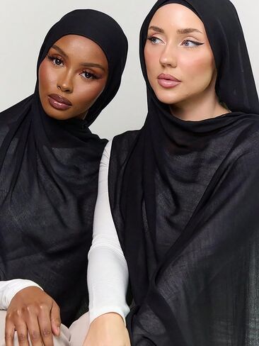 WOVOWOVO Head Wraps for Black Women Stretch Head Scarf Long African Hair Wraps, Black in Saudi Arabia