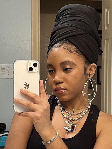WOVOWOVO Head Wraps for Black Women Stretch Head Scarf Long African Hair Wraps, Black in Saudi Arabia