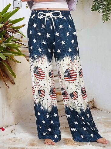 RMCMS Women Drawstring Patriotic Pajama Pants 4th of July Lounge Pants Comfy Casual Sleepwear Pjs Bottoms with Pockets in Saudi Arabia