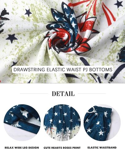 RMCMS Women Drawstring Patriotic Pajama Pants 4th of July Lounge Pants Comfy Casual Sleepwear Pjs Bottoms with Pockets in Saudi Arabia