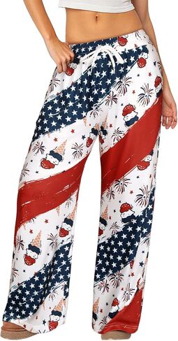 RMCMS Women Drawstring Patriotic Pajama Pants 4th of July Lounge Pants Comfy Casual Sleepwear Pjs Bottoms with Pockets in Saudi Arabia