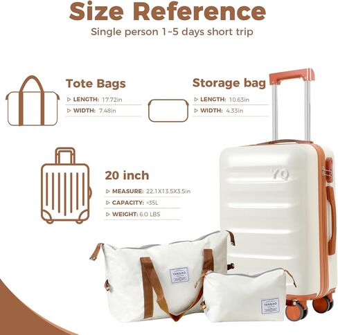 20" Suitcase Set 10 Pcs, Airline Certified Luggage, Carry-on Luggage with Cup Holder and USB Port, Suitable for Business, Traveling (Luggage + 2 Travel Bags, 7 Organizer Bags, White) in Saudi Arabia