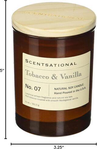Scentsational Candles | Vetiver Vanilla No. 09 | Apothecary Collection | Luxury Scented Soy Jar Candle | Hand Poured in The USA | Highly Scented & Long Lasting | 11 Oz. in Saudi Arabia