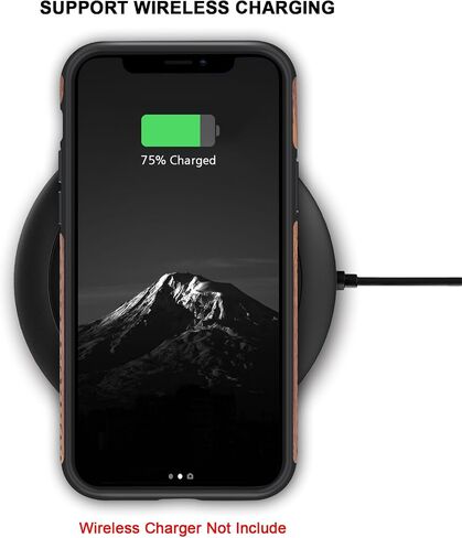 TENDLIN Compatible with iPhone 11 Case Wood Grain with Carbon Fiber Texture Design Leather Hybrid Case in Saudi Arabia