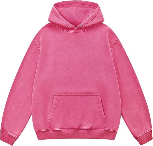 MY'S Mens Oversized Acid Wash Hoodie, Heavyweight Vintage Pullover, Fleece Cotton Sweatshirt for Couples, Unisex Streetwear in Kuwait
