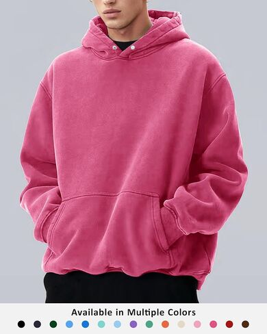 MY'S Mens Oversized Acid Wash Hoodie, Heavyweight Vintage Pullover, Fleece Cotton Sweatshirt for Couples, Unisex Streetwear in Kuwait