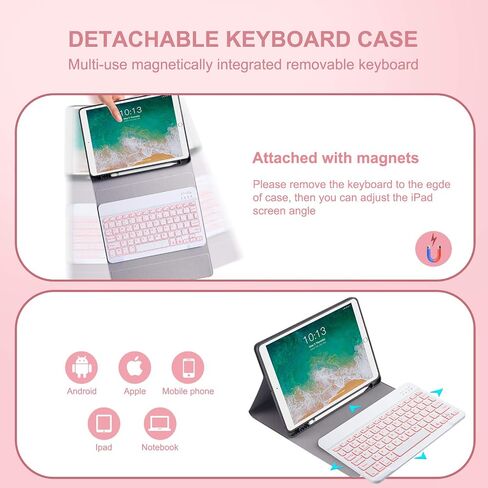 Keyboard Case for iPad 10.9 inch 10th Generation 2022, Built-in Pencil Holder, iPad 10th Gen Case with Keyboard, Multi-Angle,Backlit Wireless Detachable Keyboard, Flip Stand Cover, Black in Saudi Arabia