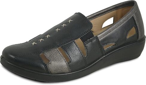 KOZI Women Comfort Casual Wedge Sandal Shoe Slip-On Loafer Mary Jane Round or Cap Toe with Removable Insole in Saudi Arabia