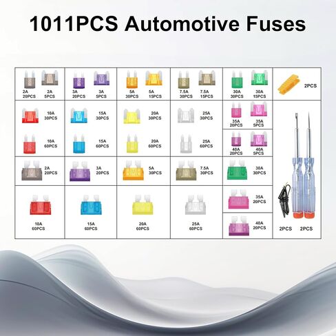 1011PCS CAR FUSE KIT-410PC Standard ، 410PC MINI & 185PC MICRO MICRO (2A-40A). يشمل 2 من البسد ، 2 اختبار ومقاطع 2. يعمل مع السيارات والشاحنات و RVS والقوارب والدراجات النارية (1011) in Kuwait