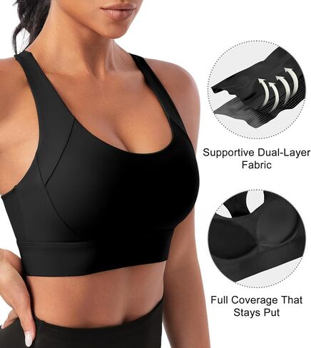 Sports Bras for Women High Support - High Impact Padded Racerback Sport Bra - Womens Push Up Running Gym Yoga Workout Tops in Saudi Arabia