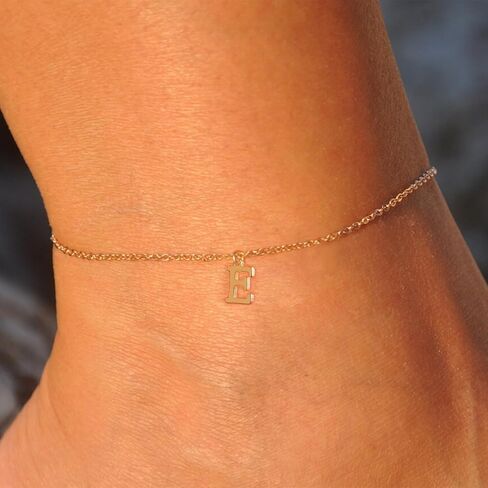 14K Gold plated Dainty Anklets for Women Gold Initial Ankle Bracelets for Women Waterproof Non Tarnish Women's Anklets Adjustable Large Ankle Summer Beach Foot Jewelry in Saudi Arabia