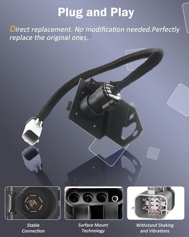 4-flat 7-way trailer tow tow wiring sluge ، محول الأسلاك متعدد الأسلاك متعدد الوظائف 4 و 7 ، متوافق مع شاحنات فورد F250 F350 Super Duty ، استبدل# 2C3Z-13A576-DA in Kuwait