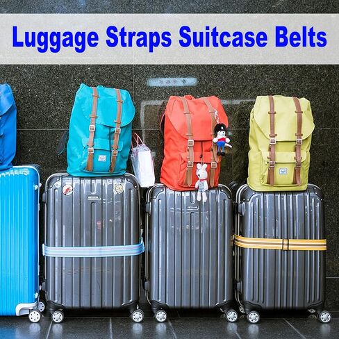 Luggage Strap Suitcase Belt- Nylon Travel Adjustable Baggage Accessory with Metal Buckle, Apply to Suitcase (8.2 Feet, Black) in Kuwait