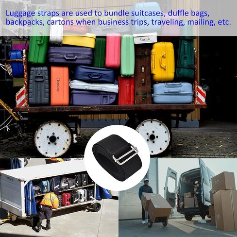 Luggage Strap Suitcase Belt- Nylon Travel Adjustable Baggage Accessory with Metal Buckle, Apply to Suitcase (8.2 Feet, Black) in Kuwait