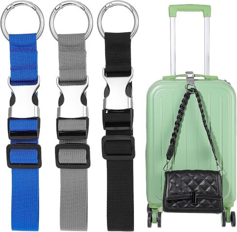 3PCS Add a Bag Luggage Straps Jacket Gripper, Heavy Duty Luggage Straps Baggage Suitcase Buckle Adjustable Suitcase Belt Travel Belt Luggage Accessories for Extra Bags(Black, Gray, Blue) in Saudi Arabia