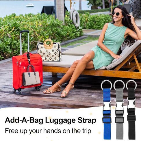 3PCS Add a Bag Luggage Straps Jacket Gripper, Heavy Duty Luggage Straps Baggage Suitcase Buckle Adjustable Suitcase Belt Travel Belt Luggage Accessories for Extra Bags(Black, Gray, Blue) in Saudi Arabia