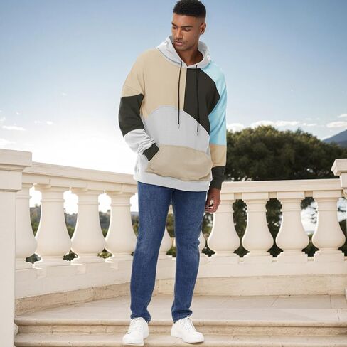 Hoodies للرجال ، تباين الأزياء ، ألوان Sweatshirts كبيرة الحجم ، والجنسين خفيفة الوزن مترقعة الهيب هوب بولوفر in Saudi Arabia