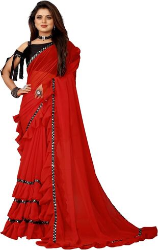 الهندي ساري ساري Frill Frill Border Border Party Wear Frill Designer الحدود الساري in Kuwait